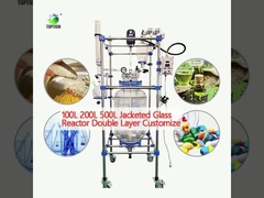 100L 200L 500L Jacketed Glass Reactor Double Layer Disesuaikan